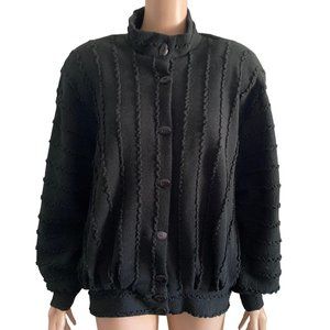 Casien Cardigan Jacket Womens Size Medium Wool Blend Black Textured